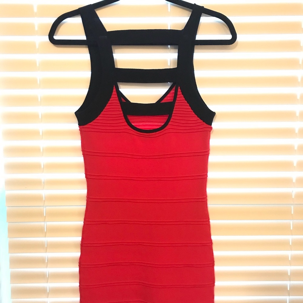 Fuchsia and black bodycon dress